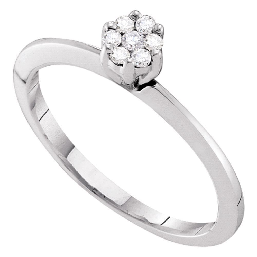 Dazzling Diamond Blossom Ring | 10kt White Gold Womens Round Diamond Flower Cluster Ring 1/8 Cttw - Splendid Jewellery