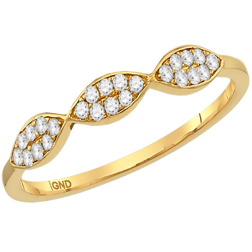 Dazzling Diamond Cluster Stackable Band | 10kt Yellow Gold Womens Round Diamond Oval Cluster Stackable Band Ring 1/8 Cttw - Splendid Jewellery