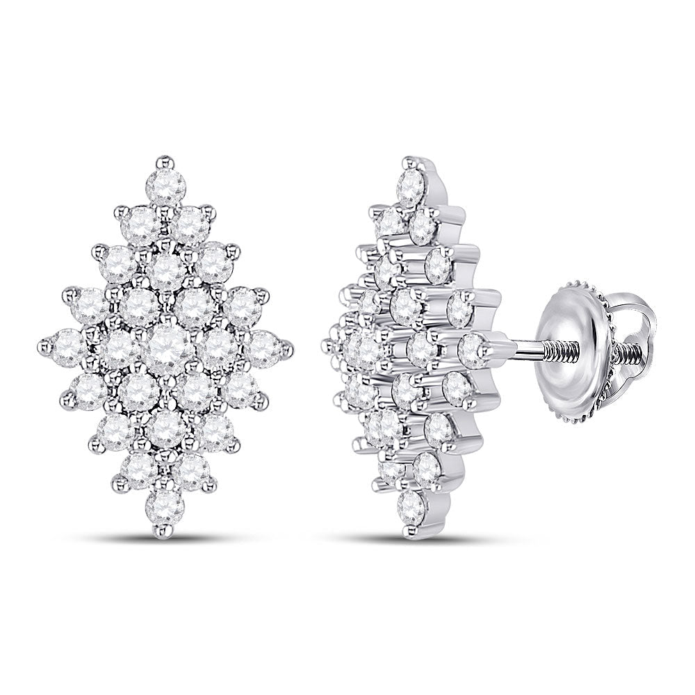 Dazzling Diamond Delight: 14kt White Gold Marquise - shape Cluster Earrings - Splendid Jewellery