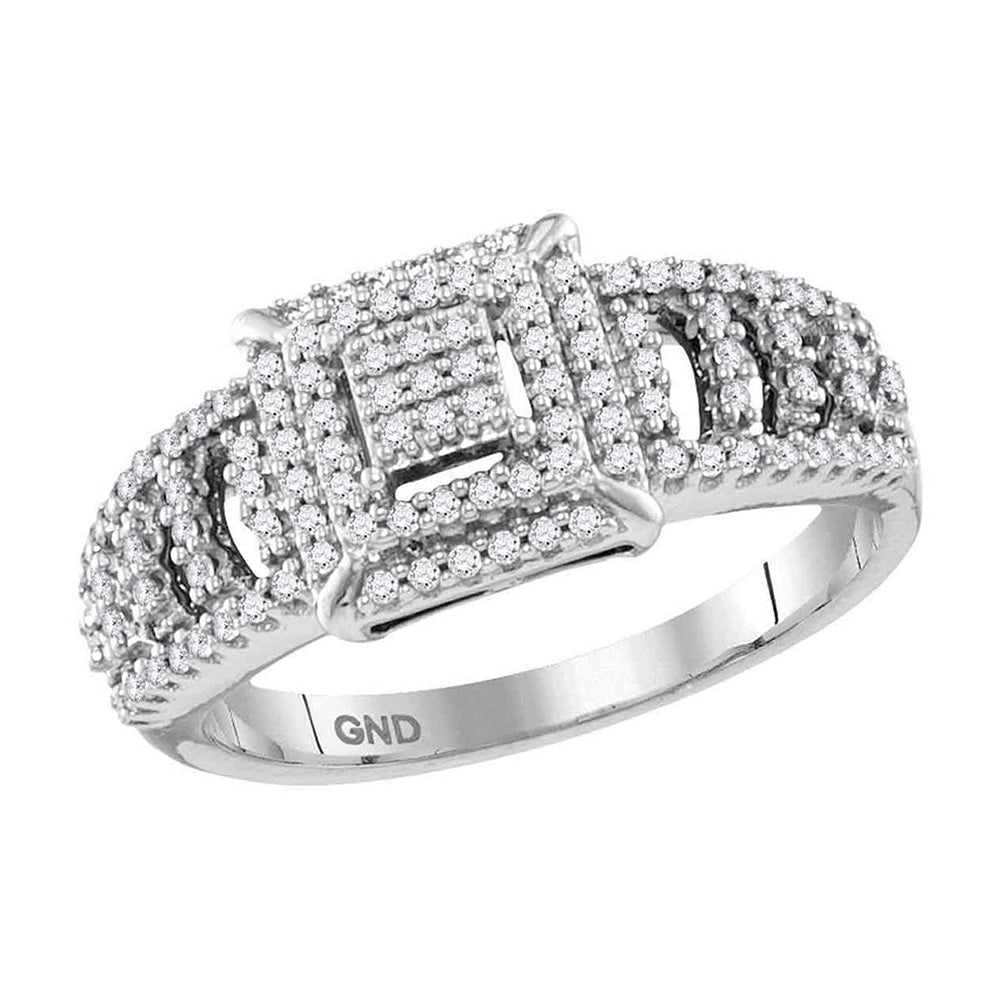 Dazzling Square Cluster Diamond Ring in 10kt White Gold - Splendid Jewellery