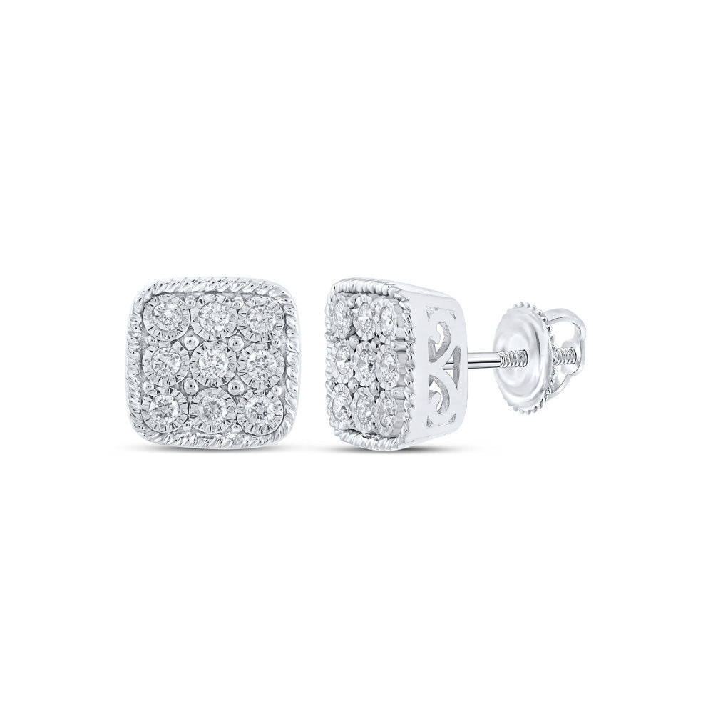 Dazzling Square Diamond Earrings in 10kt White Gold - Splendid Jewellery