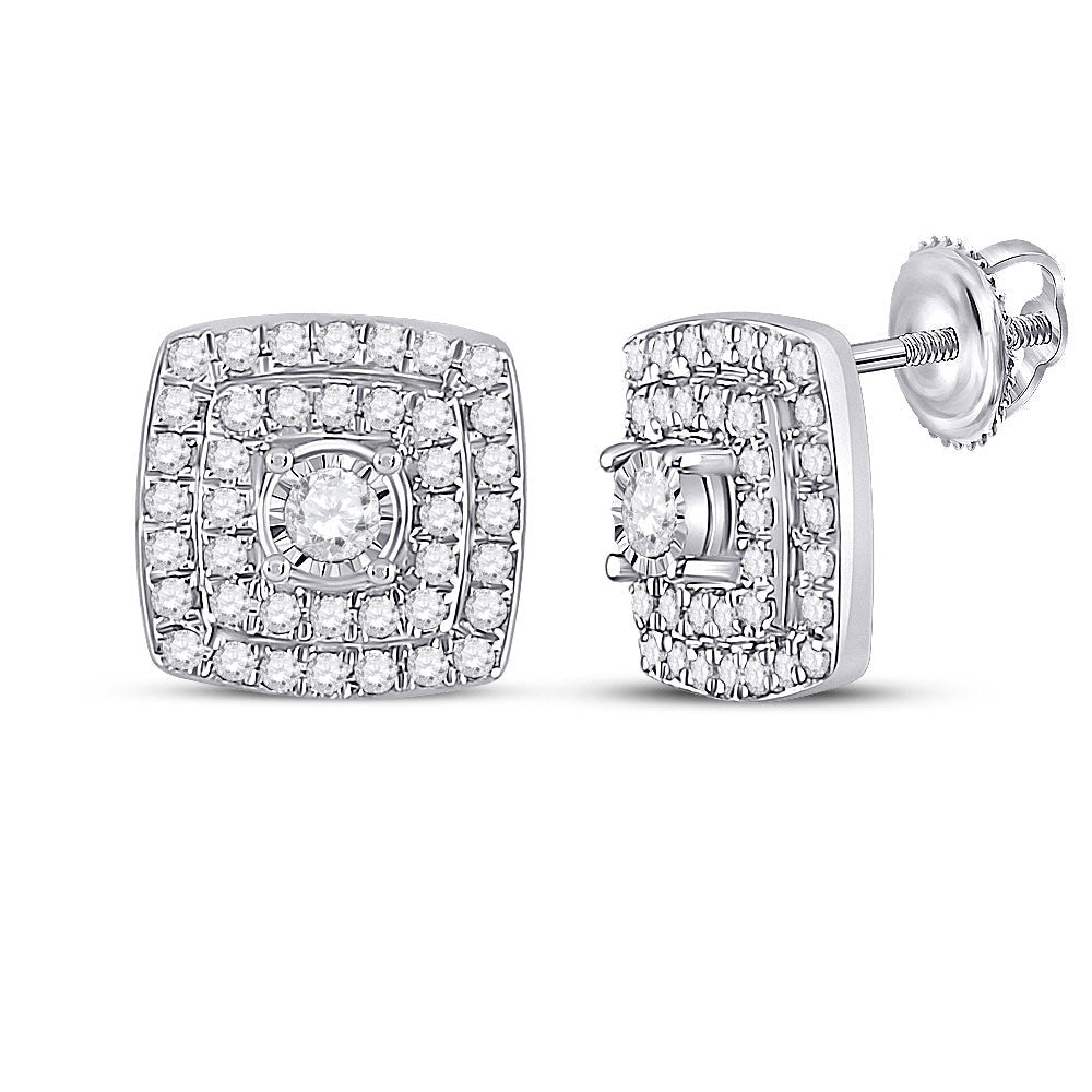 Dazzling Square Diamond Earrings in 10kt White Gold - Splendid Jewellery