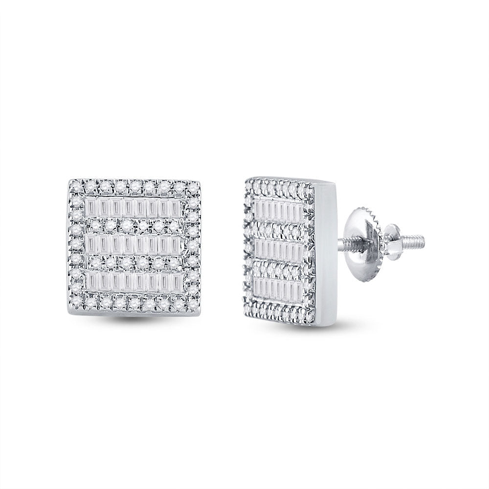 Dazzling Square Diamond Earrings in 10kt White Gold - Splendid Jewellery
