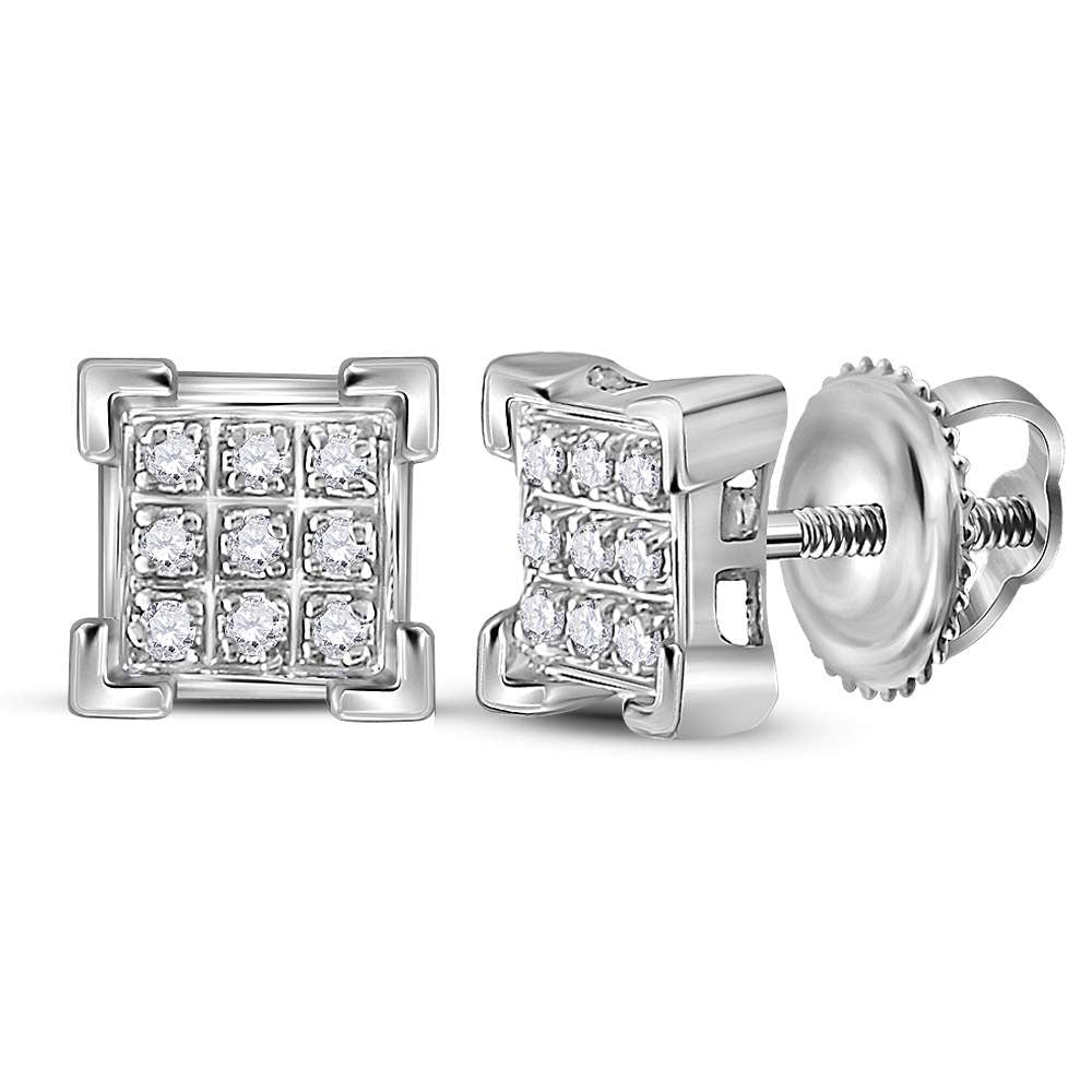Dazzling White Gold Diamond Square Cluster Earrings - Splendid Jewellery