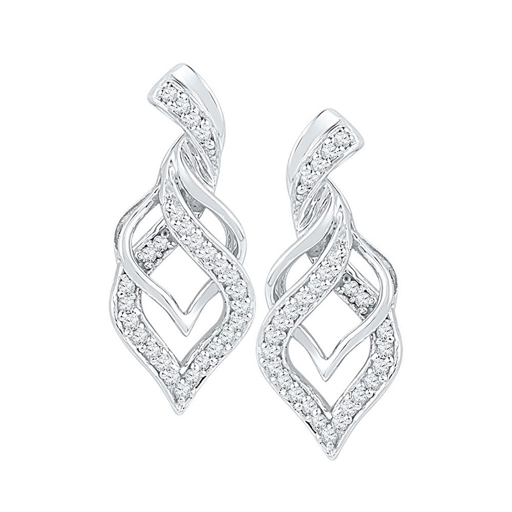 Diamond Twist Spade Stud Earrings: A Dazzling Masterpiece in 10kt White Gold - Splendid Jewellery