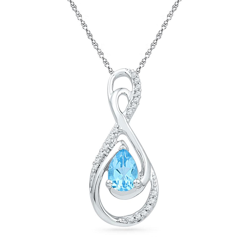 Enchanting Blue Topaz Solitaire Pendant in 10kt White Gold - Splendid Jewellery