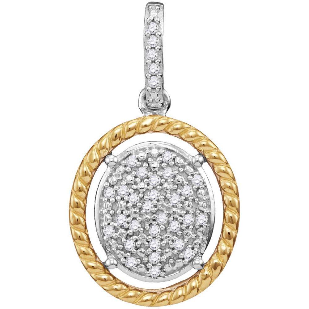 Enchanting Diamond Delight Pendant | 10kt Two - tone Gold Womens Diamond Oval Cluster Yellow - tone Rope Frame Pendant 1/12 Cttw | Splendid Jewellery - Splendid Jewellery