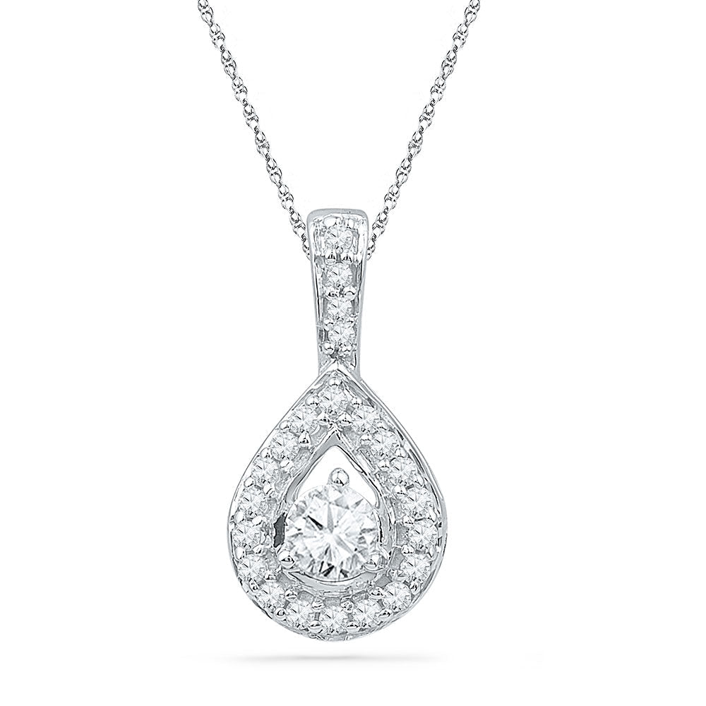 Enchanting Diamond Teardrop Pendant | 10kt White Gold Womens Round Diamond Pendant 1/3 Cttw | Splendid Jewellery - Splendid Jewellery