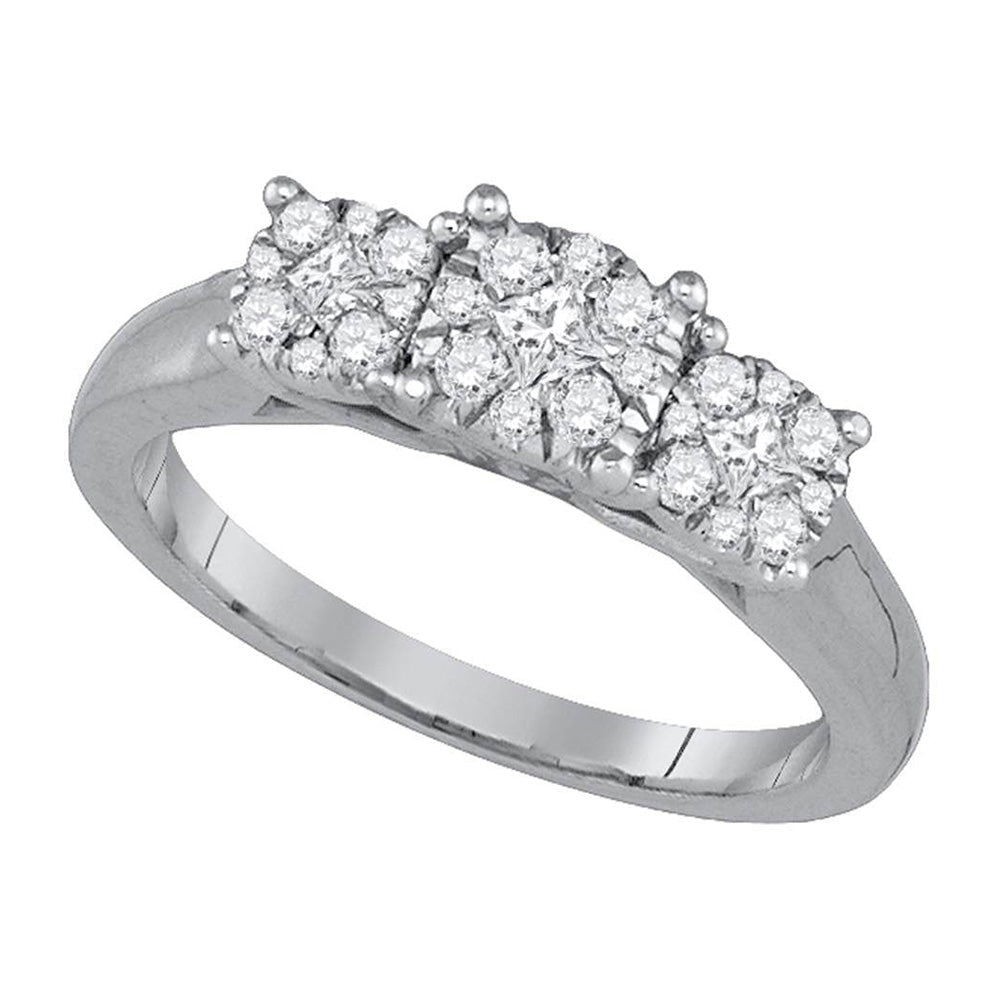 Enchanting Love Story | 14kt White Gold Princess Diamond 3 - stone Bridal Wedding Engagement Ring 1/2 Cttw - Splendid Jewellery