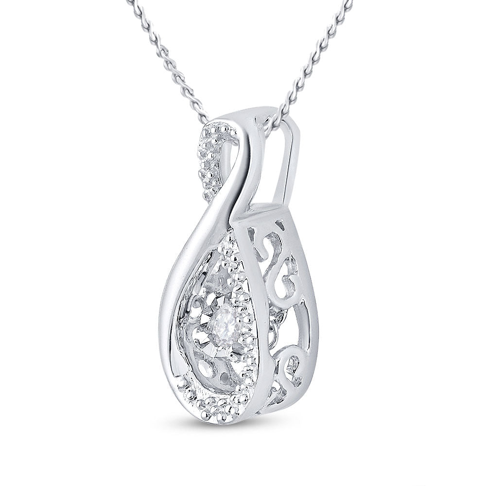 Enchanting Sparkle Teardrop Diamond Pendant | 10kt White Gold 1/20 Cttw | Splendid Jewellery - Splendid Jewellery