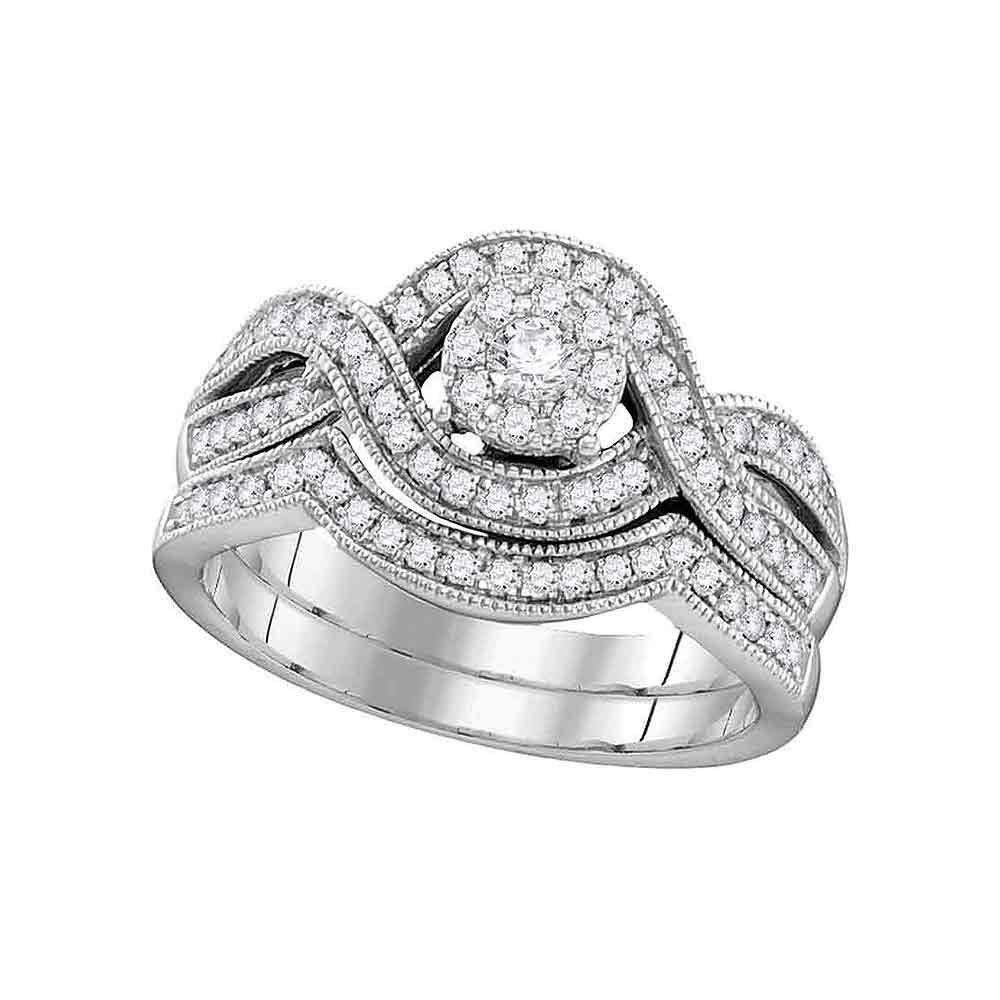 Eternal Love 10kt White Gold Diamond Wedding Ring Set - Splendid Jewellery