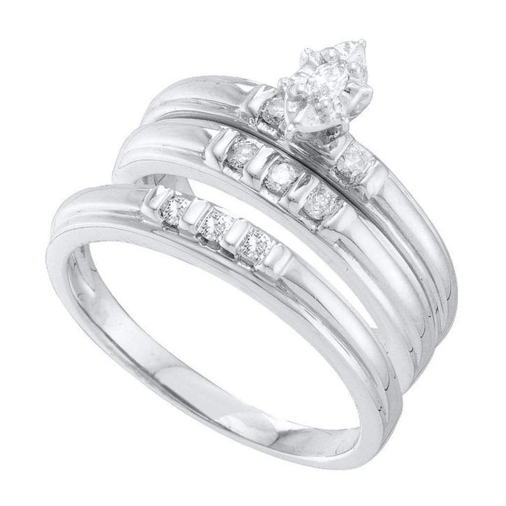 Eternal Love 10kt White Gold Marquise Diamond Solitaire Wedding Set - Splendid Jewellery