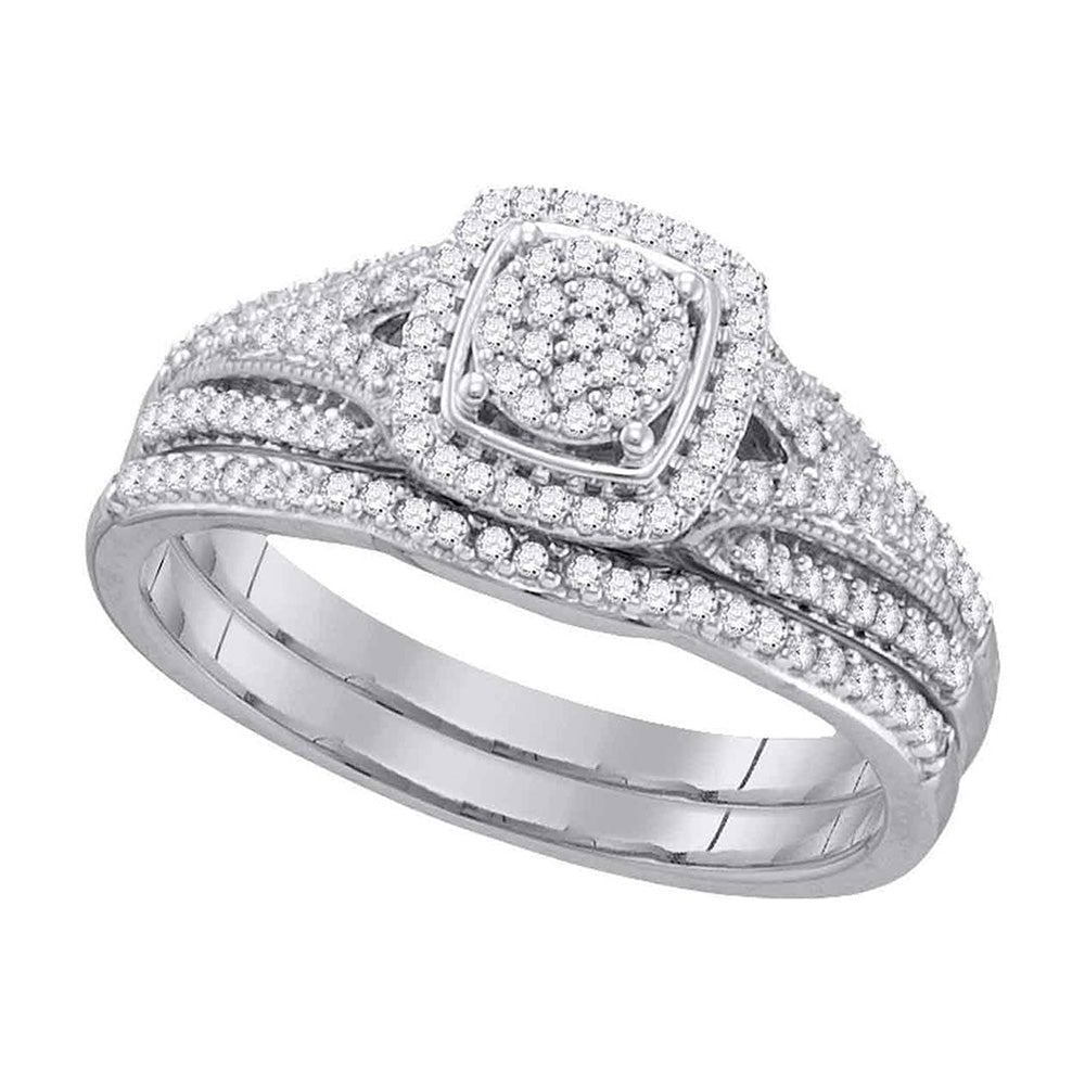 Eternal Love 10kt White Gold Round Diamond Bridal Wedding Ring Band Set - Splendid Jewellery