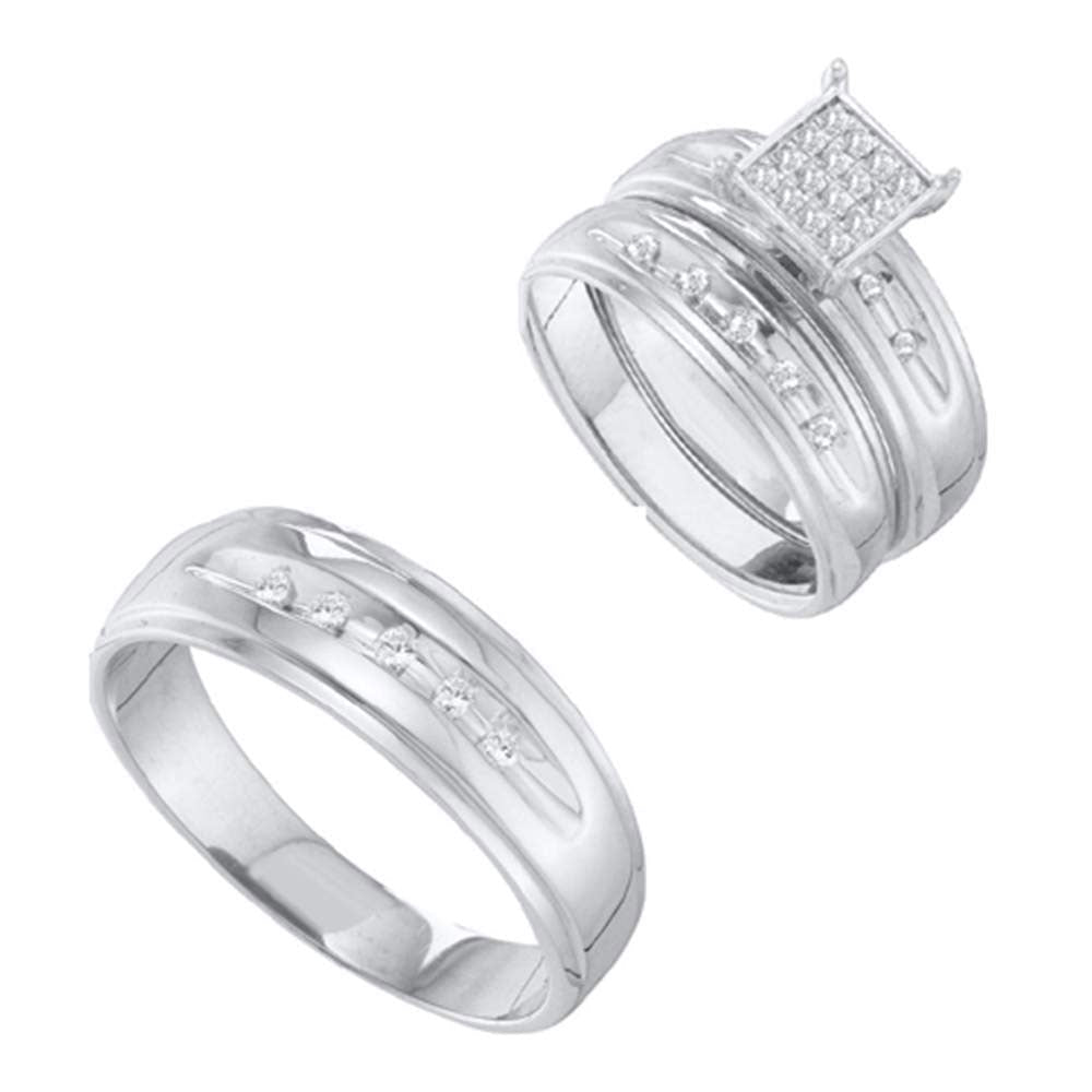 Eternal Love 10kt Yellow Gold His Hers Round Diamond Cluster Matching Wedding Set 1/3 Cttw - Splendid Jewellery