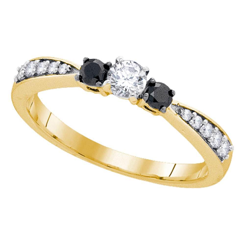 Eternal Love 10kt Yellow Gold Round Diamond 3 - stone Tapered Bridal Wedding Engagement Ring - Splendid Jewellery