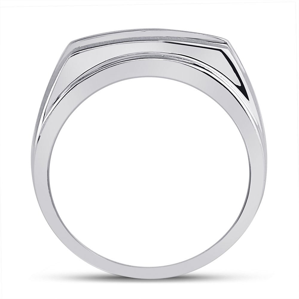Eternal Love 14kt White Gold Mens Round Diamond 5 - stone Wedding Ring - Splendid Jewellery