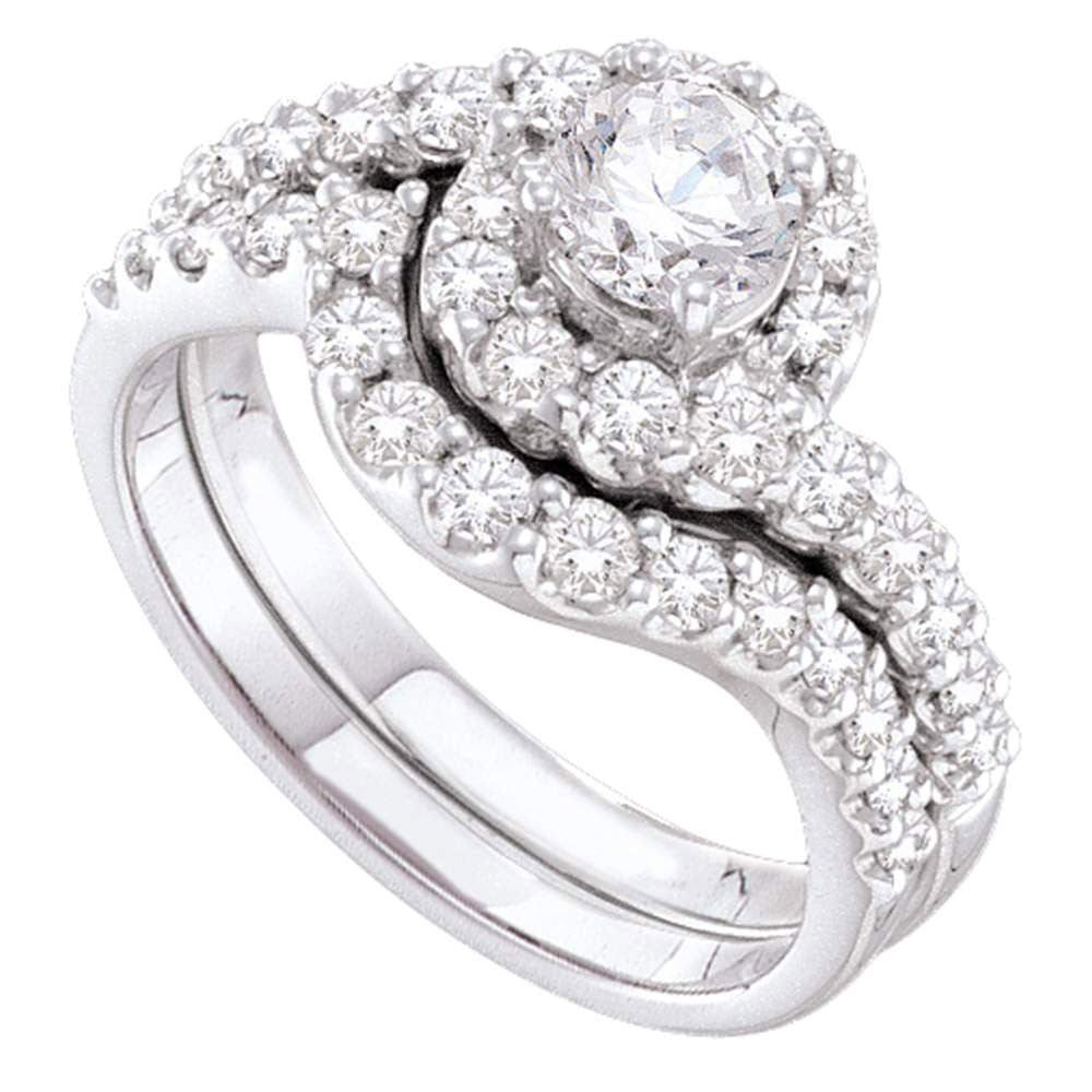 Eternal Love 14kt White Gold Round Diamond Bridal Wedding Ring Band Set - Splendid Jewellery