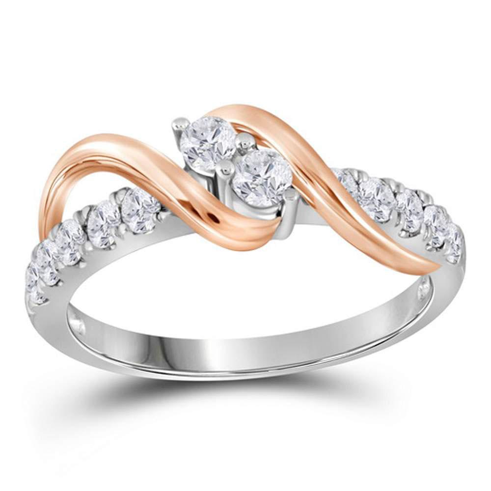Eternal Unity | 14kt White Gold Round Diamond 2 - stone Bridal Wedding Engagement Ring 3/4 Cttw - Splendid Jewellery