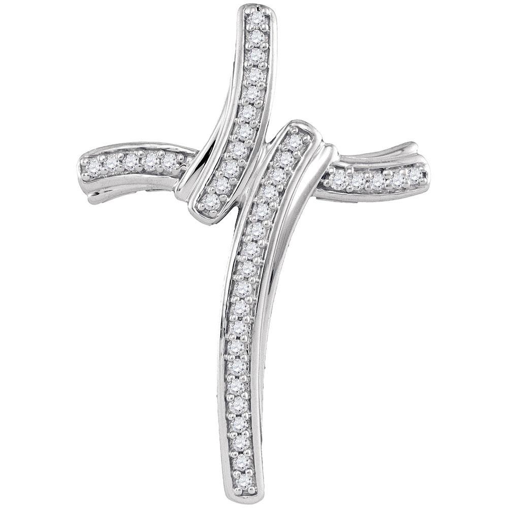 Ethereal Brilliance: 10kt White Gold Diamond Cross Pendant - Splendid Jewellery