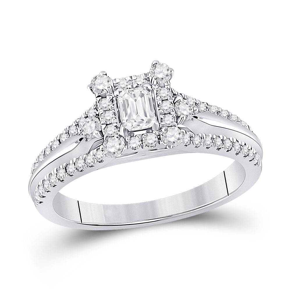 Ethereal Elegance: 14kt White Gold Emerald Diamond Solitaire Bridal Wedding Engagement Ring 3/4 Cttw - Splendid Jewellery