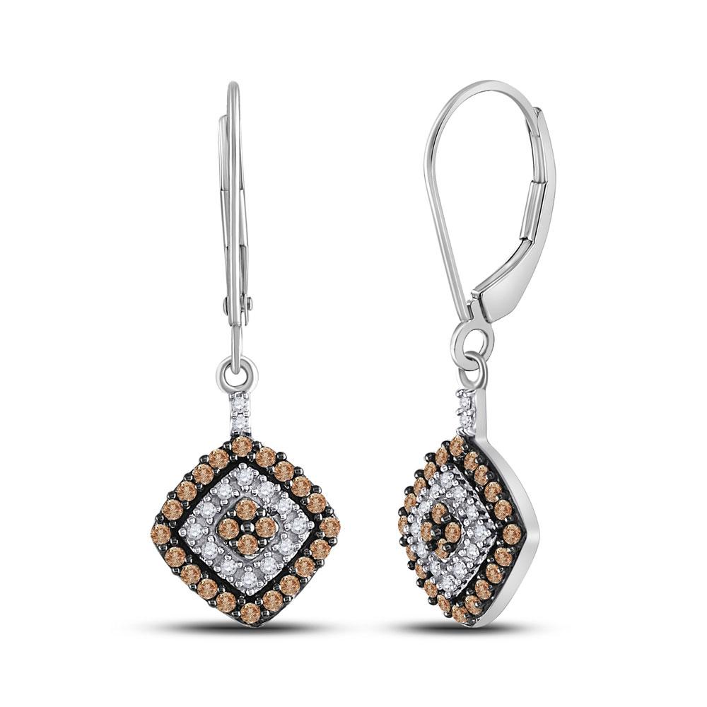 Exquisite 10kt White Gold Womens Diamond Square Dangle Earrings - Splendid Jewellery