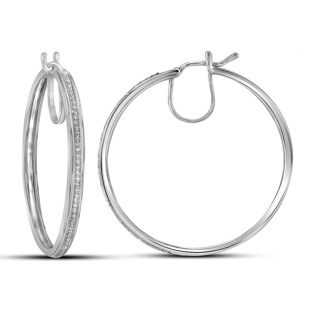 Exquisite Brilliance: 10kt White Gold Diamond Hoop Earrings - Splendid Jewellery