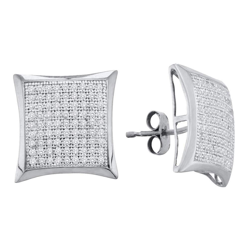 Exquisite Brilliance: 10kt White Gold Womens Round Diamond Convex Square Kite Cluster Earrings 1/2 Cttw - Splendid Jewellery
