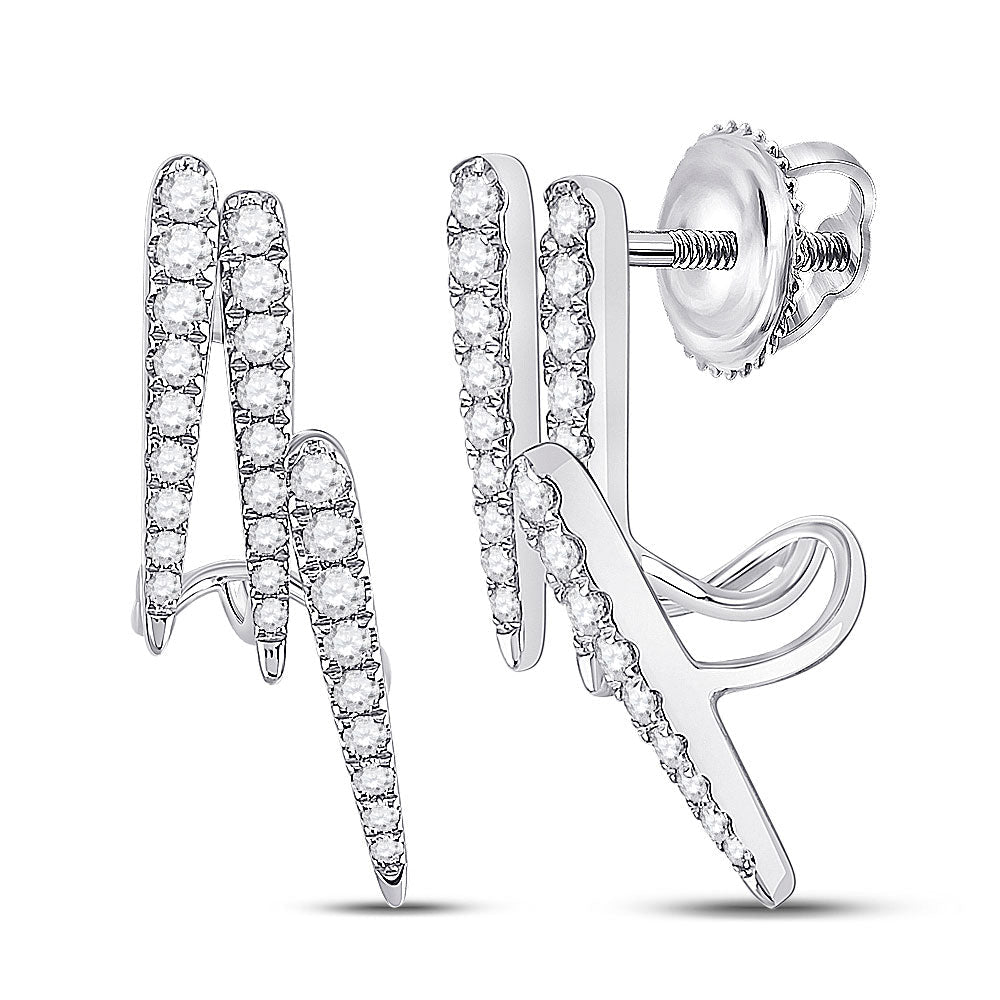 Exquisite Brilliance: 14kt White Gold Round Diamond Fashion Earrings - Splendid Jewellery