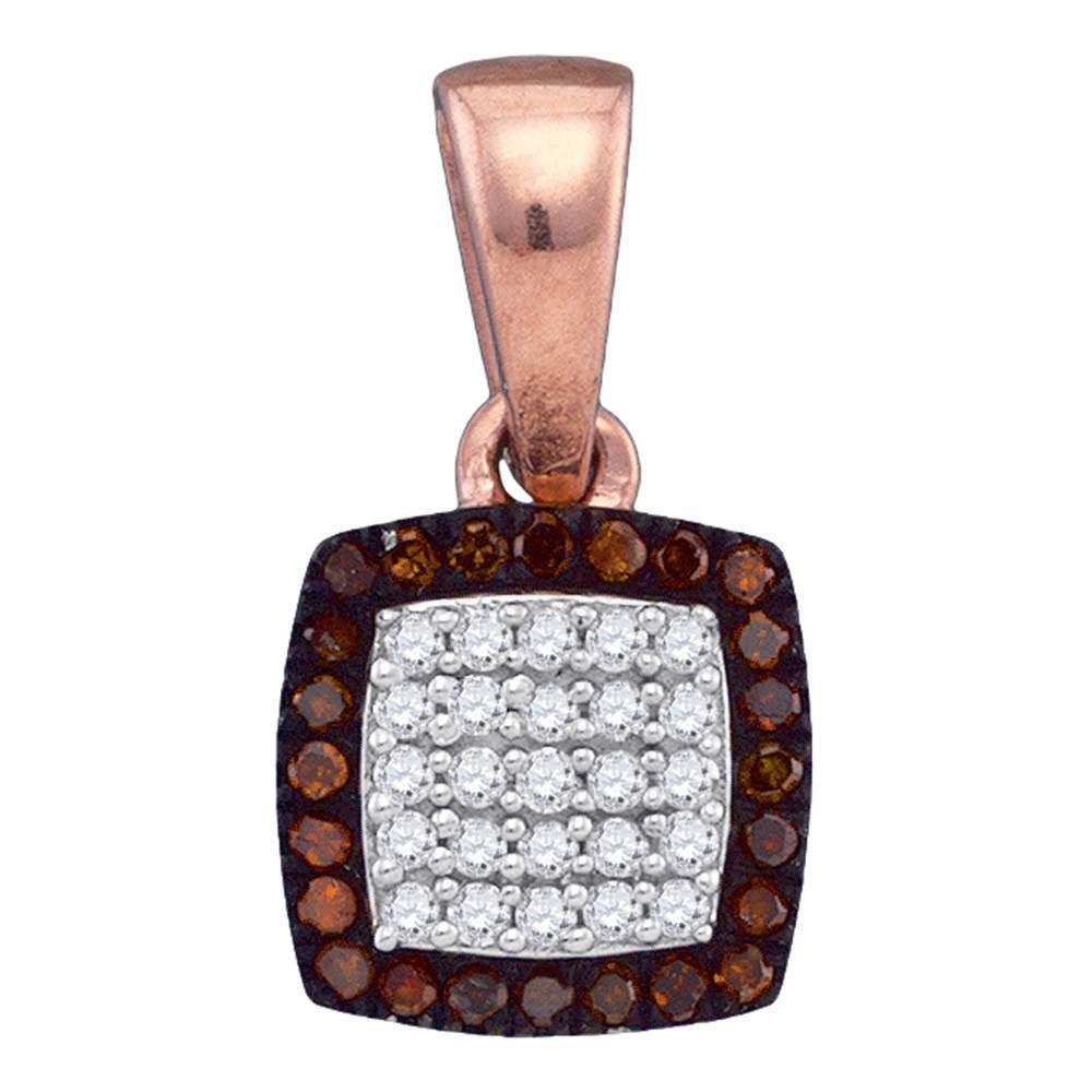 Fiery Romance Red Diamond Square Cluster Pendant in 10kt Rose Gold - Splendid Jewellery