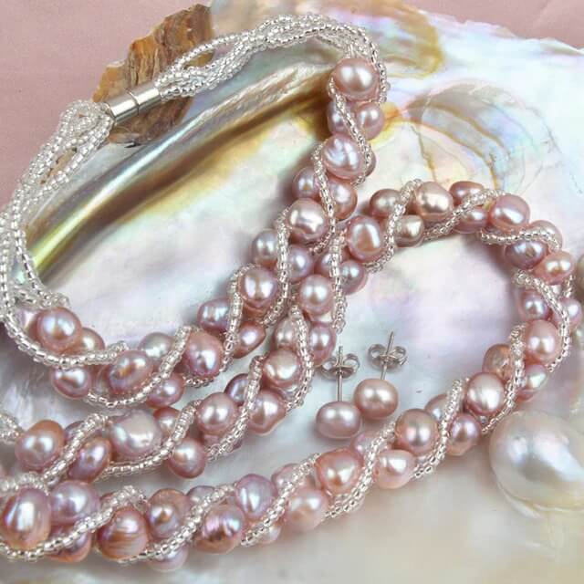 Genuine Pink Freshwater Pearl Necklace Pink Pearl Necklace 