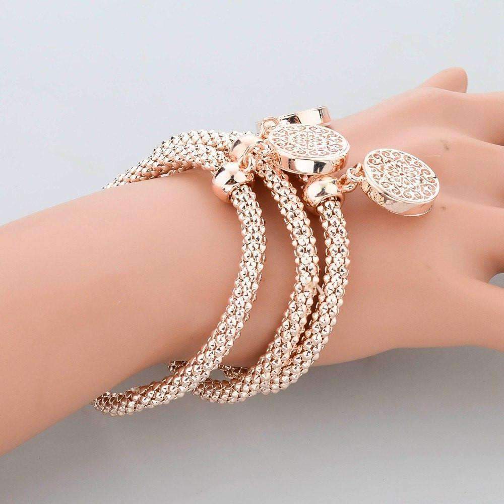 Gold Color Chain Bracelet Round Hollow Charm Bracelets - Splendid Jewellery