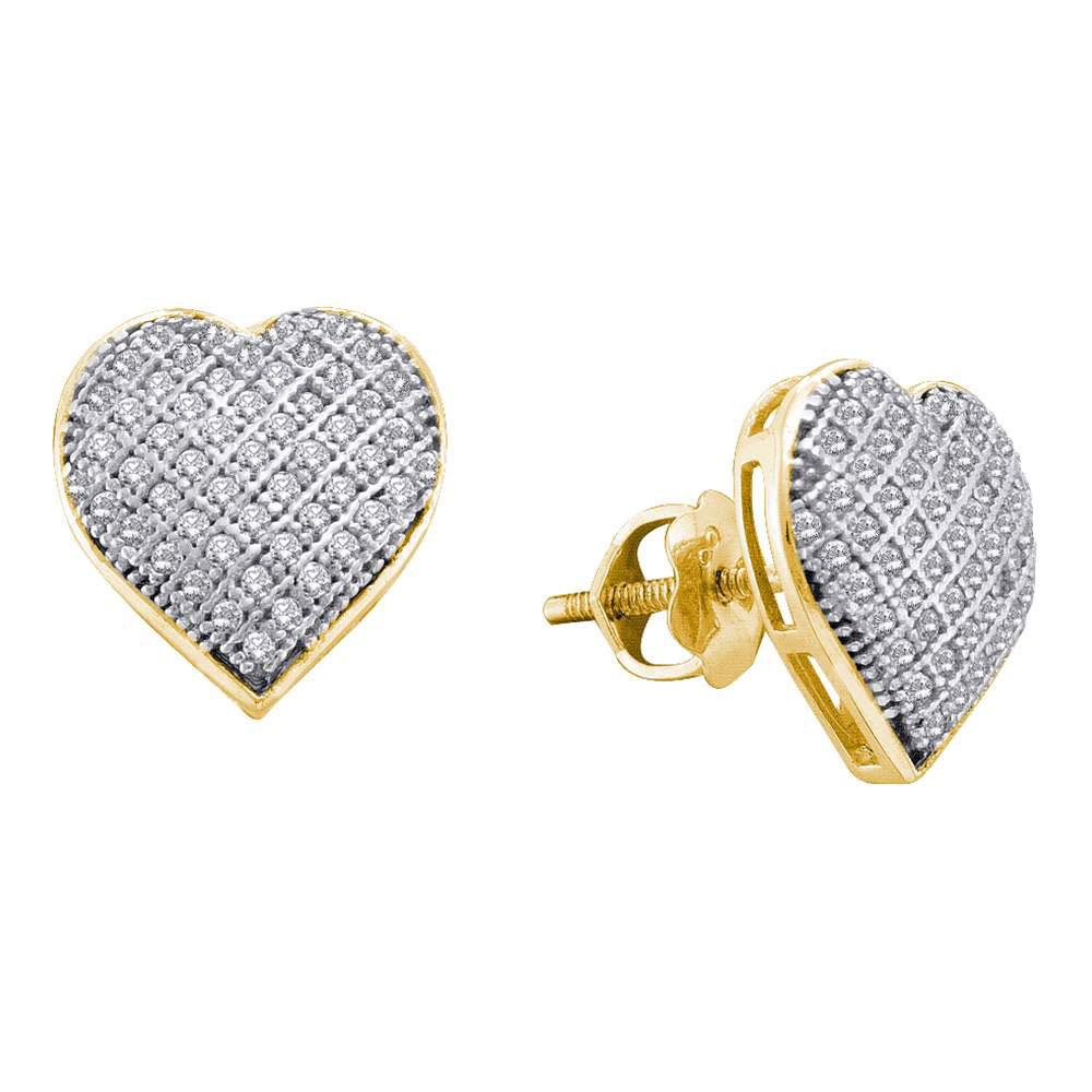 Heart of Elegance: 10kt Yellow Gold Diamond Heart Earrings - Splendid Jewellery