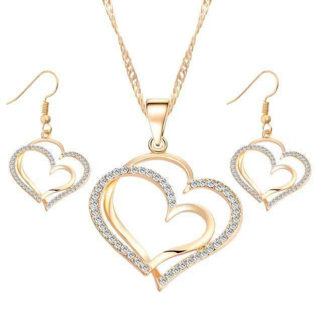 Heart Pendant and Earring Set With Necklace - Splendid Jewellery