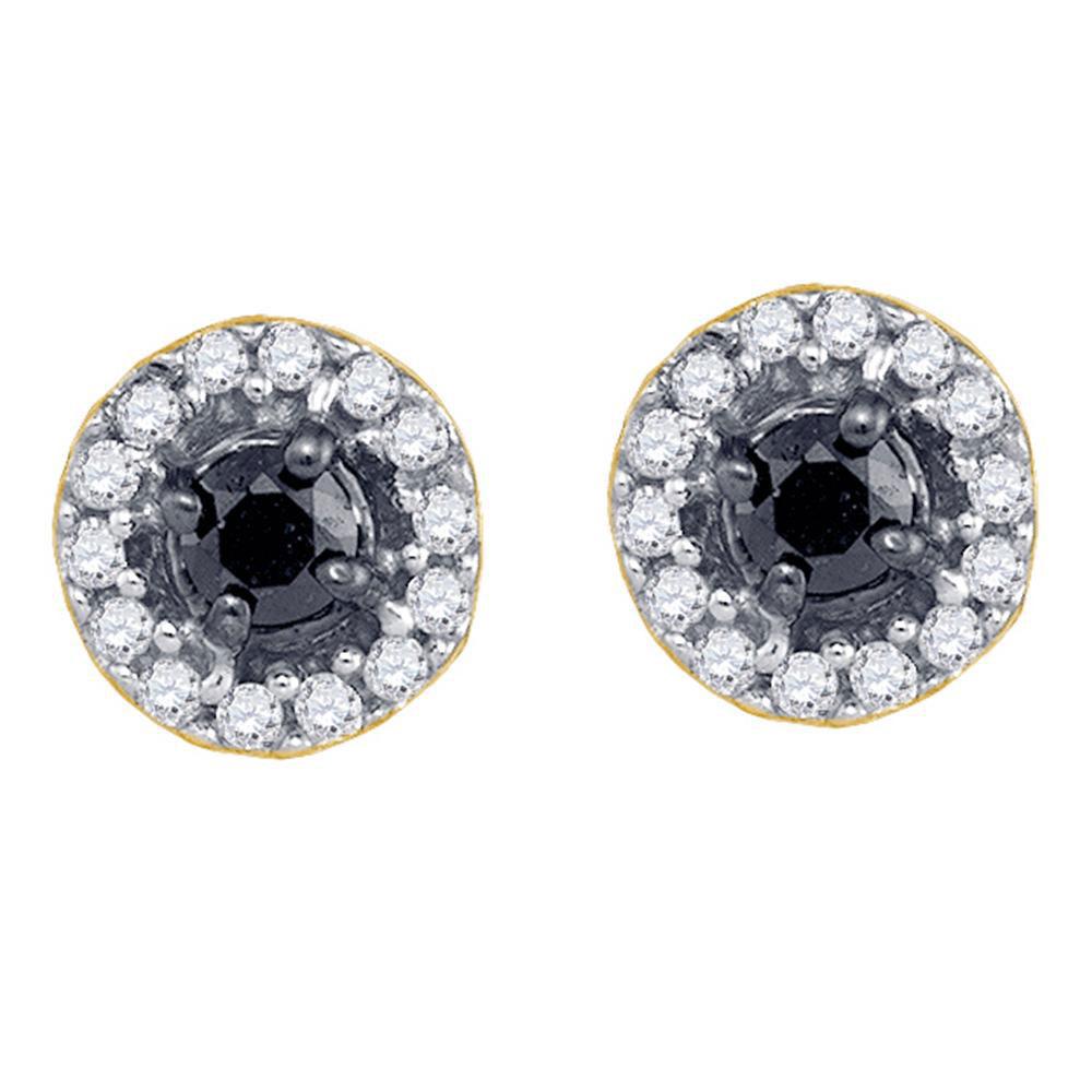 Luxurious Noir Cluster Diamond Earrings in 10kt Yellow Gold - Splendid Jewellery