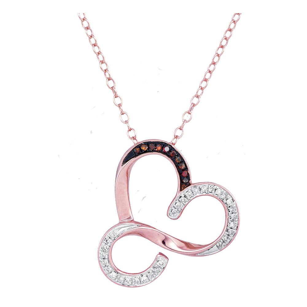 Passionate Love: 10kt Rose Gold Heart Pendant Necklace with Red Diamond - Splendid Jewellery