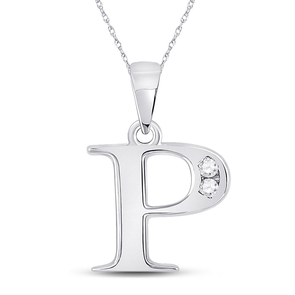 Personalized Diamond Initial Pendant in 10kt White Gold - Splendid Jewellery
