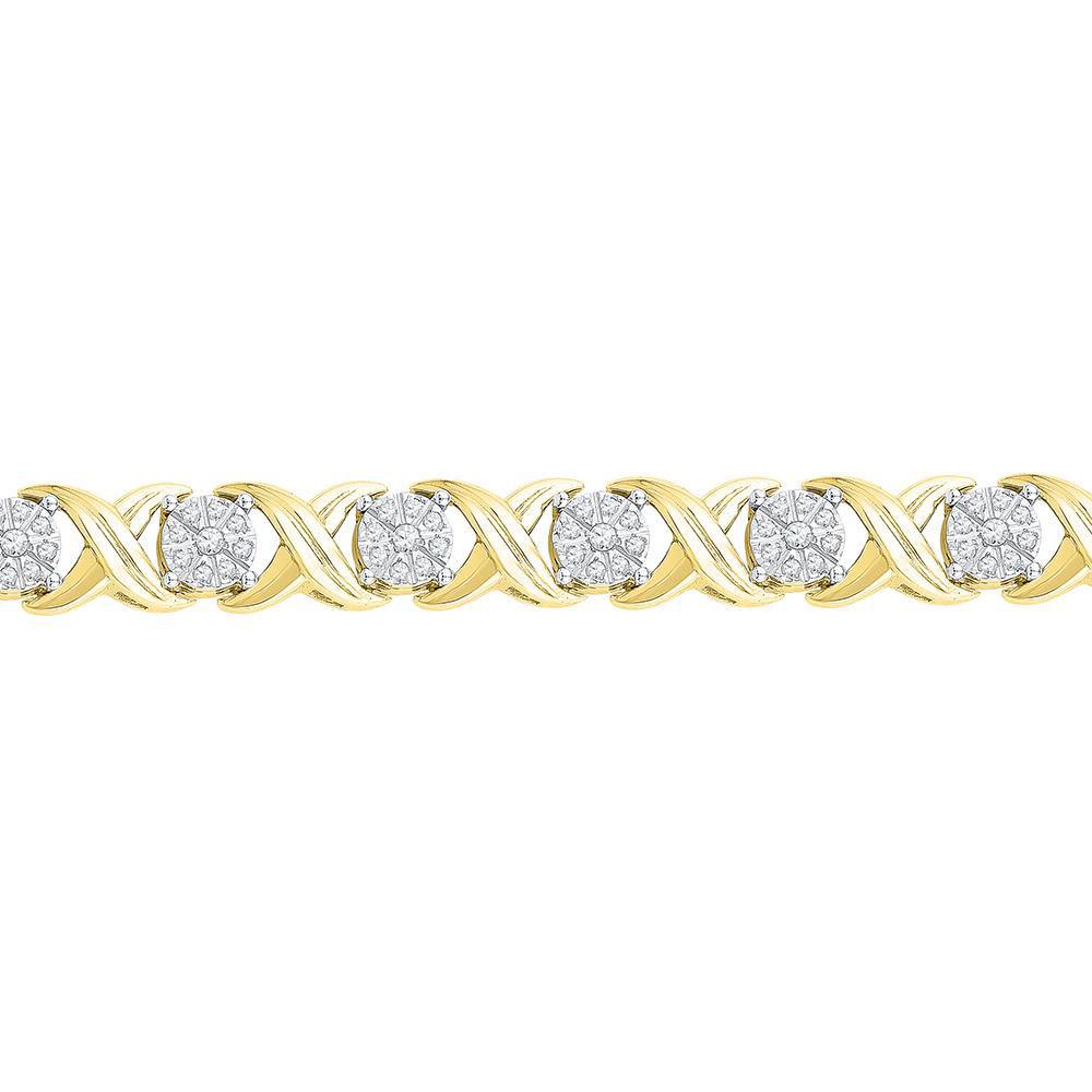 Radiant 10kt Yellow Gold Womens Diamond X Link Fashion Bracelet - 1 Cttw - Splendid Jewellery