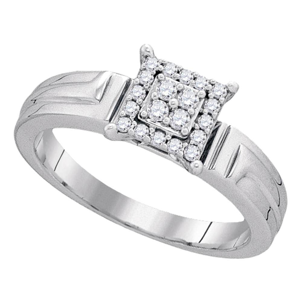 Radiant Aura Diamond Cluster Ring | 10kt White Gold Womens Round Diamond Square Cluster Ring 1/5 Cttw | Splendid Jewellery - Splendid Jewellery