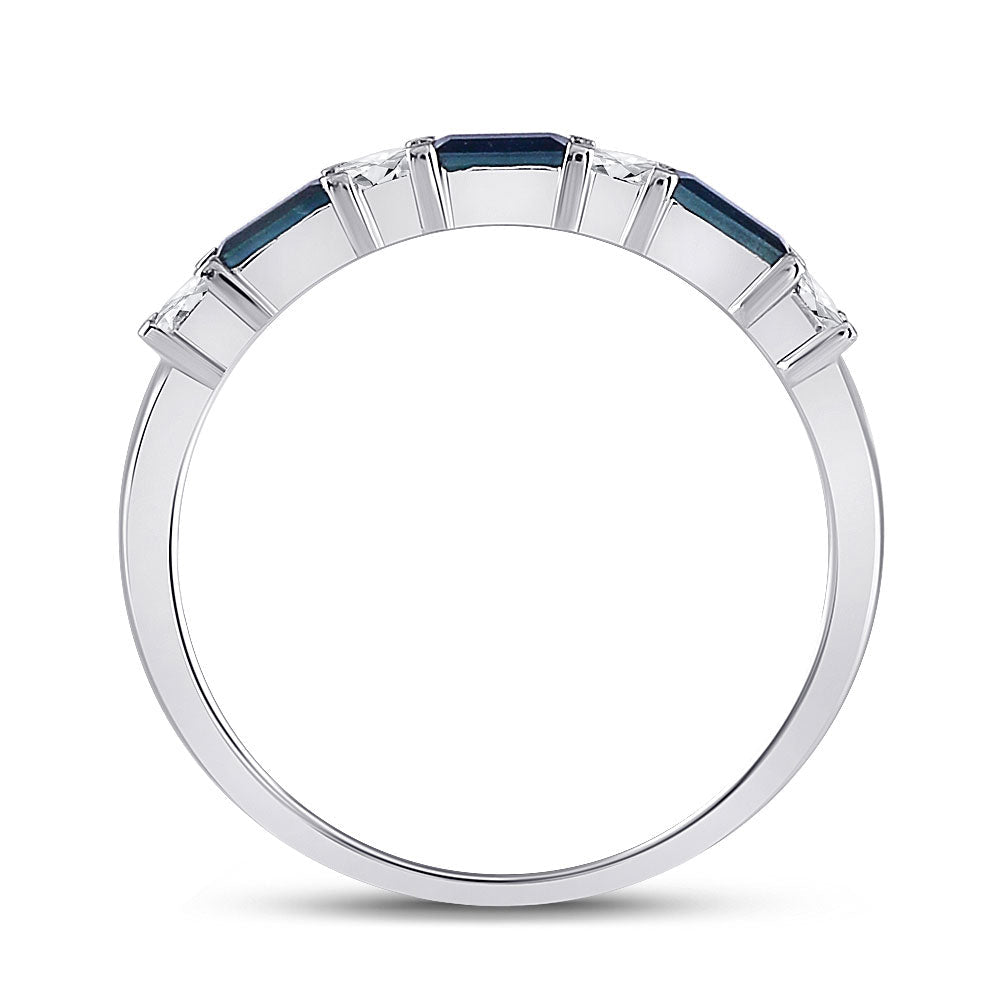 Radiant Blue Sapphire and Diamond Anniversary Band - Splendid Jewellery