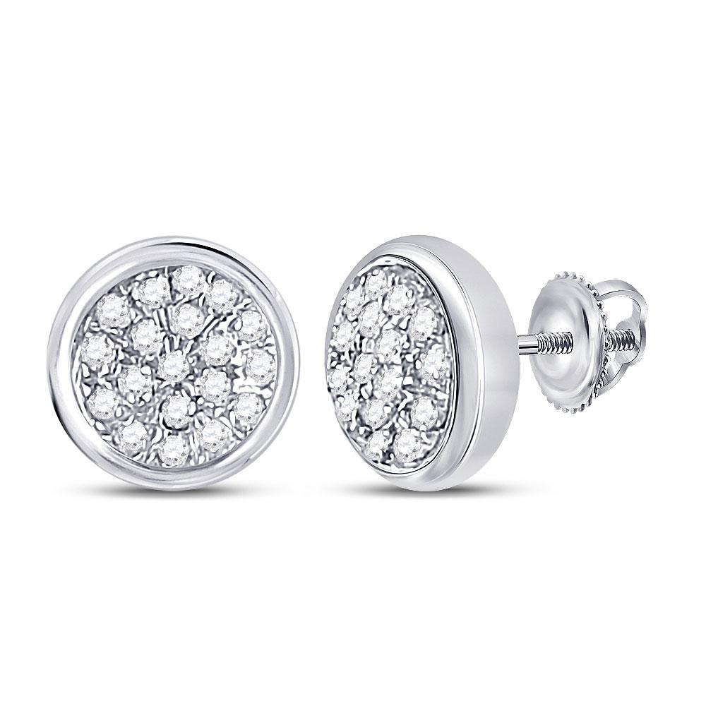 Radiant Brilliance: 10kt White Gold Diamond Concentric Cluster Earrings - Splendid Jewellery