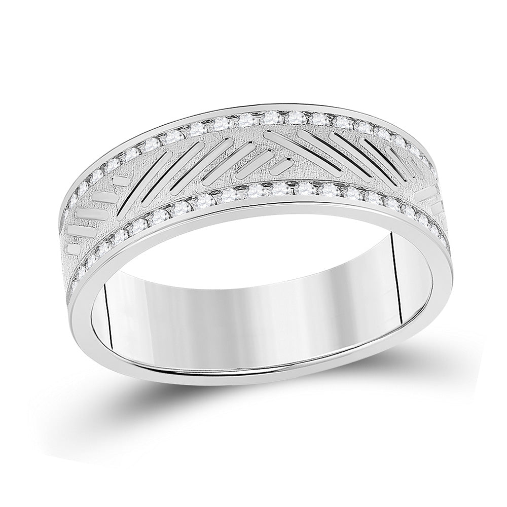 Radiant Brilliance 10kt White Gold Men's Diamond Wedding Band Ring - Captivating 1/2 Cttw Treasure - Splendid Jewellery