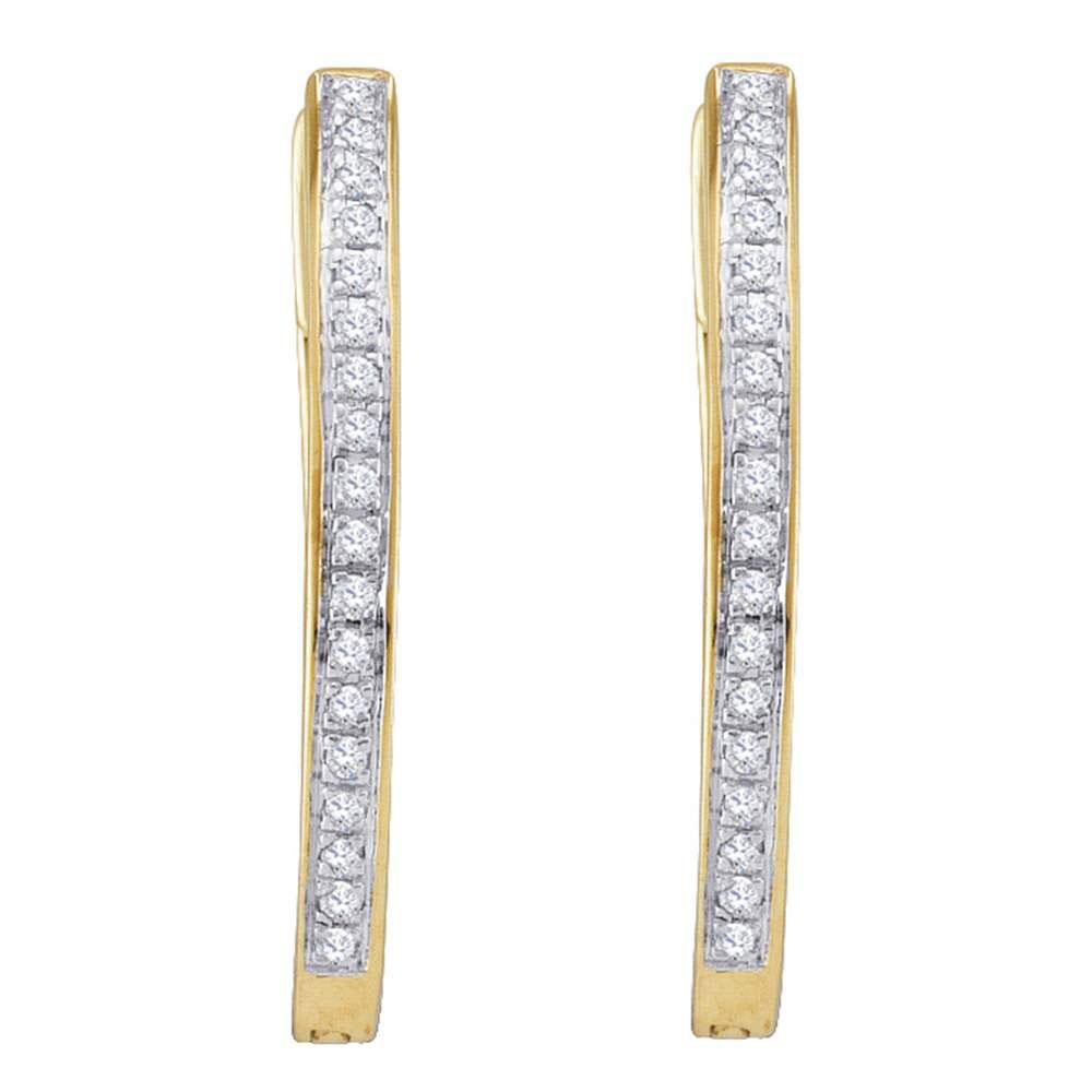 Radiant Brilliance: 10kt Yellow Gold Diamond Single Row Hoop Earrings - Splendid Jewellery