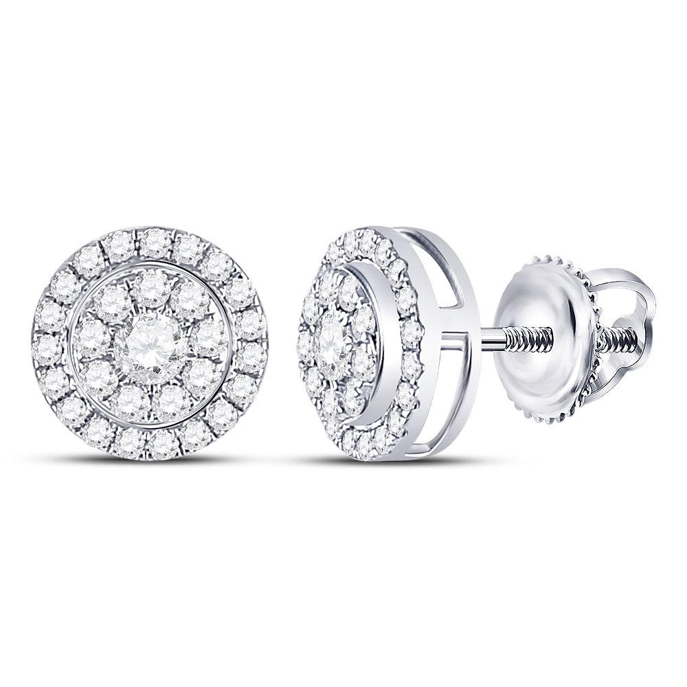 Radiant Brilliance: 14kt White Gold Diamond Cluster Stud Earrings - Splendid Jewellery