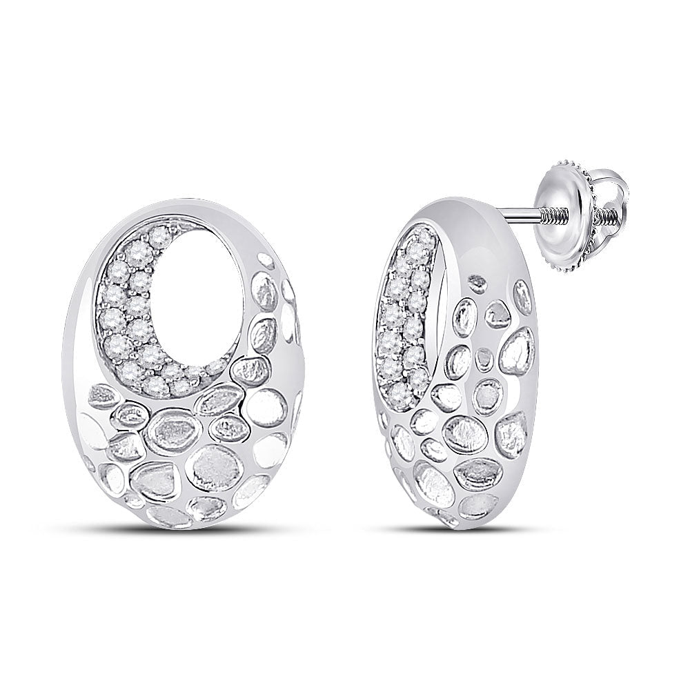 Radiant Brilliance: 14kt White Gold Diamond Oval Earrings - Splendid Jewellery