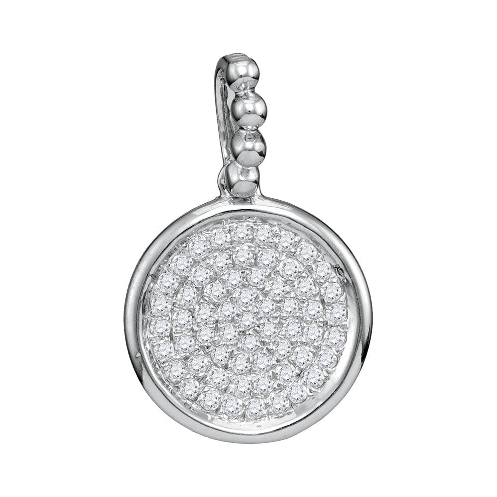 Radiant Circle of Diamonds Pendant | 10kt White Gold Womens Round Diamond Cluster Circle Pendant 1/6 Cttw | Splendid Jewellery - Splendid Jewellery