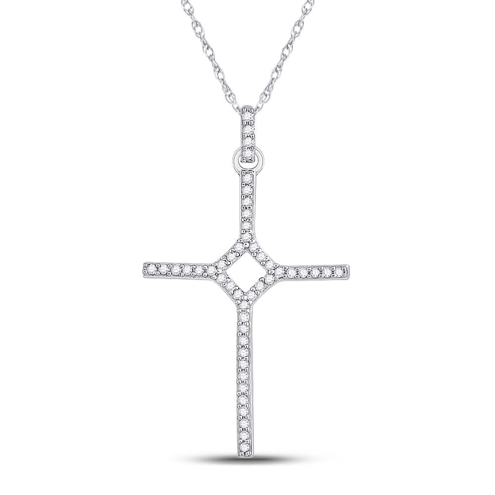 Radiant Cross of Brilliance: 10kt White Gold Diamond Pendant - Splendid Jewellery