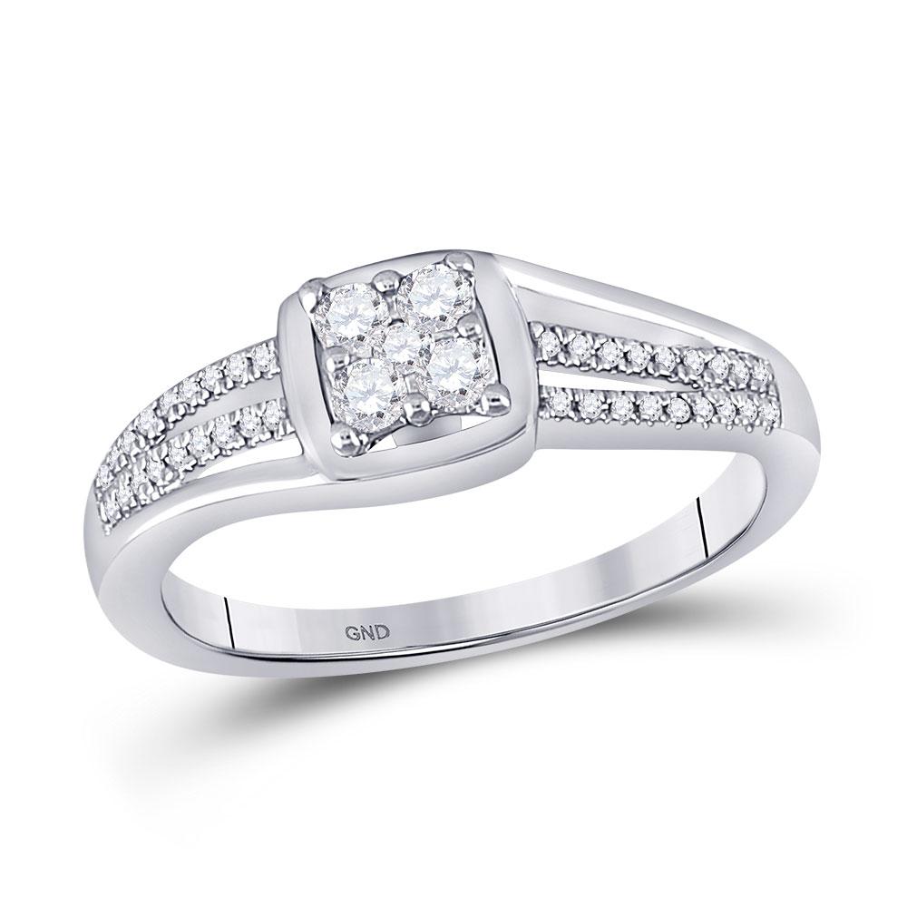 Radiant Diamond Cluster Ring | 10kt White Gold Womens Round Diamond Cluster Ring 1/4 Cttw | Splendid Jewellery - Splendid Jewellery