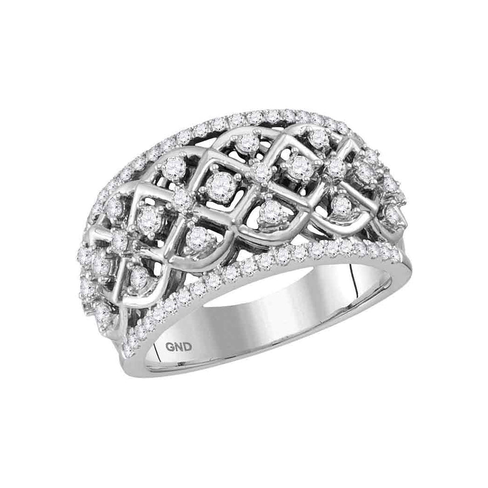 Radiant Elegance: 10kt White Gold Womens Round Diamond Anniversary Ring 3/4 Cttw - Splendid Jewellery