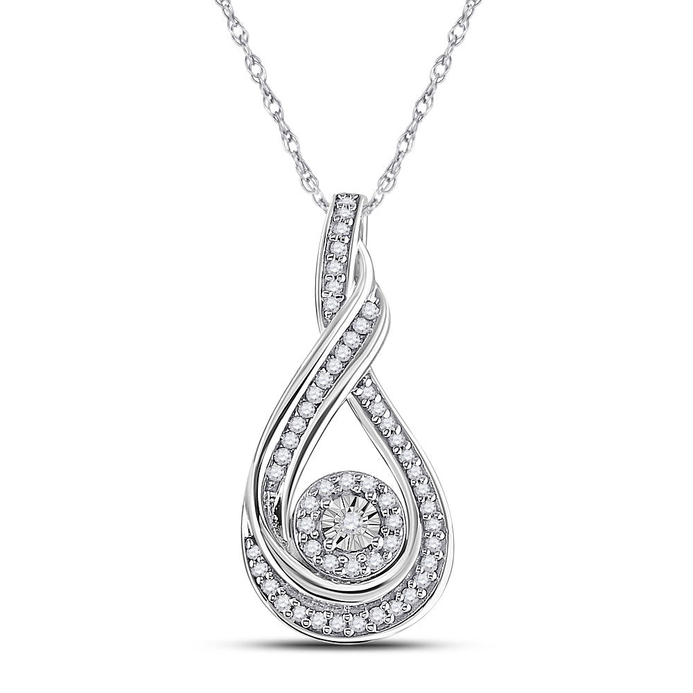 Radiant Elegance: 10kt White Gold Womens Round Diamond Fashion Pendant 1/4 Cttw - Splendid Jewellery