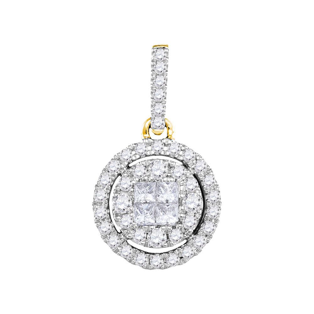 Radiant Elegance: 14kt Yellow Gold Diamond Cluster Pendant - Splendid Jewellery